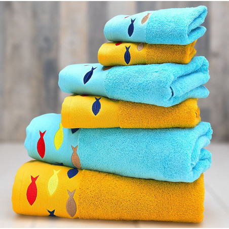 POISSONS Éponge brodée 500g/m² - Sensei