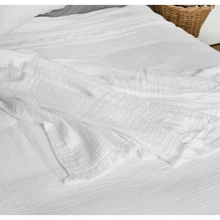 BREHAT Dessus de lit et Plaid Gaze de coton Stonewhased - Toison d'Or