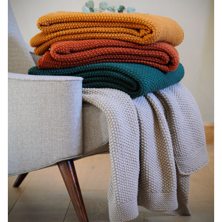 ELLIOT Plaid tricoté 100 % acrylique  - Stof