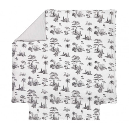 PROMENADE Graphite Housse de couette Percale de coton - Blanc des Vosges