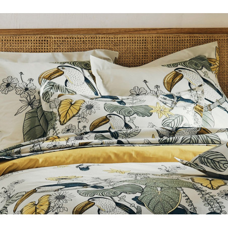 TOCO Vert Taie d'oreiller et de traversin coton lavé - Tradilinge