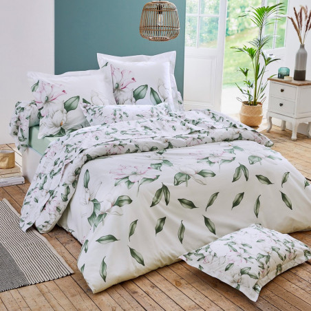 MAGNOLIA Sauge Housse de couette Percale de coton - Tradilinge
