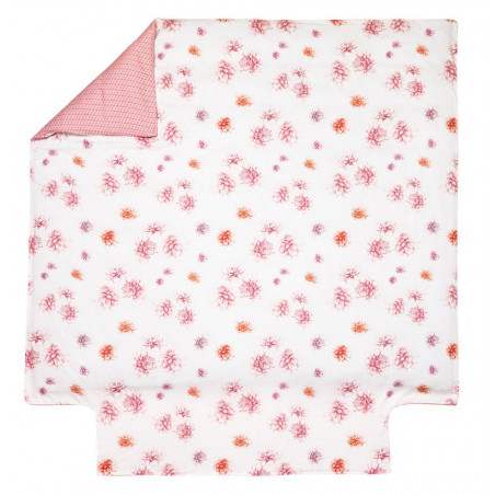 DAHLIAS Pink Housse de couette Satin de coton - Blanc des Vosges