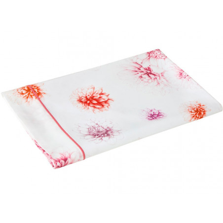 DAHLIAS Pink Drap plat Satin de coton - Blanc des Vosges