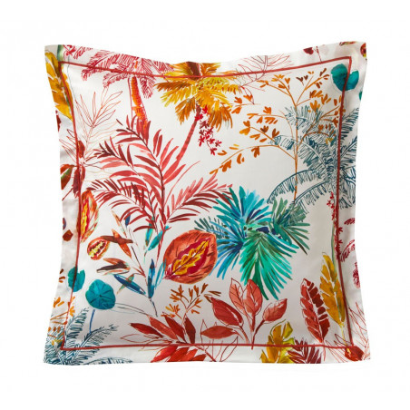 PALMERAIE Tomette Taie d'oreiller et de traversin Satin de coton - Blanc des Vosges