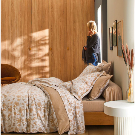 SONGES Blé Parure de lit Satin de coton - Blanc des Vosges