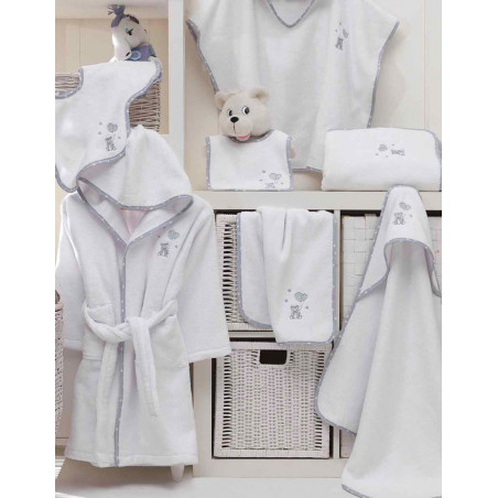 OURS Blanc Linge de bain brodé - Sensei