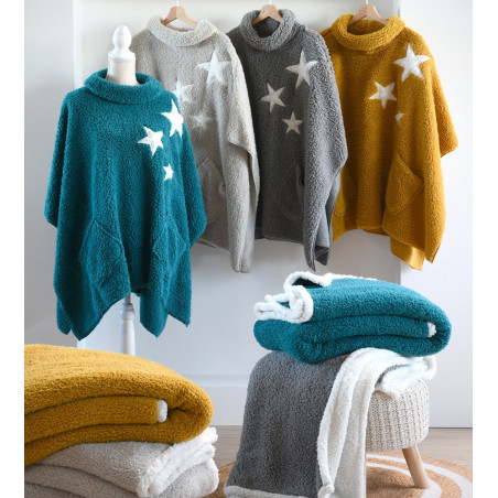 LOVÉA Plaid et Poncho aspect fourrure 100 % polyester  - Stof