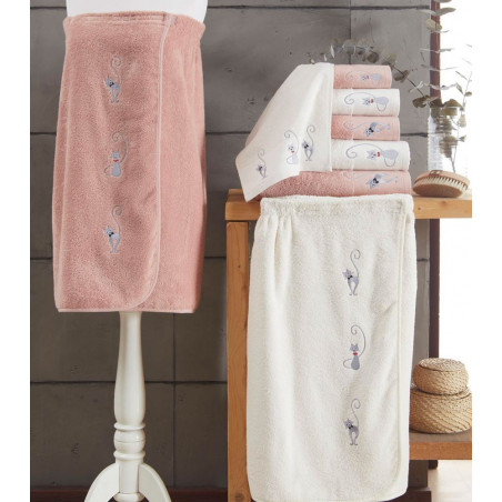 CHAT MALO Éponge brodée 550g/m² 100% coton peigné - Sensei