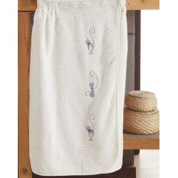 CHAT MALO Éponge brodée 550g/m² 100% coton peigné - Sensei