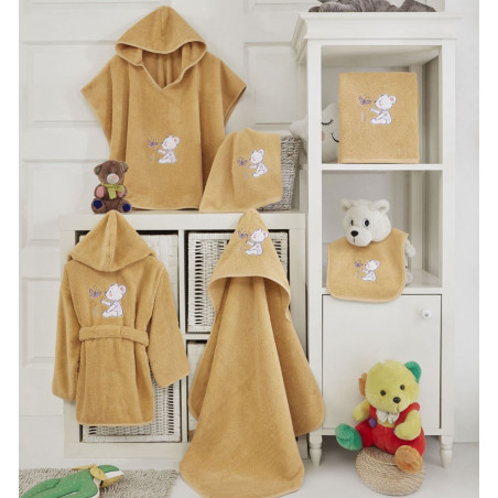 BABY BEAR Miel Linge de bain brodé - Sensei