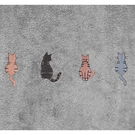 CHAT TOYANT Éponge brodée 550g/m² 100% coton peigné - Sensei