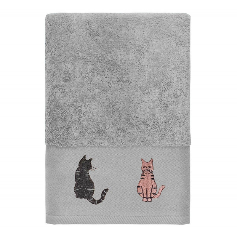 CHAT TOYANT Éponge brodée 550g/m² 100% coton peigné - Sensei