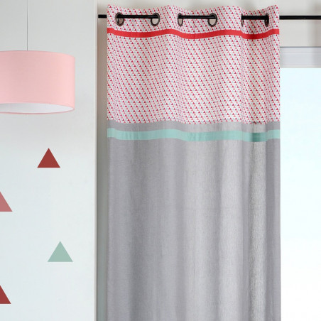 Isocèle rouge rideau à oeillets 140x260 100% coton - Stof