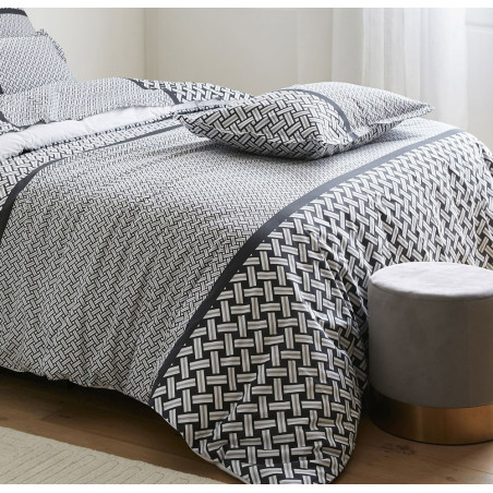 RIVIERA Réglisse Housse de couette Percale de coton - Tradilinge