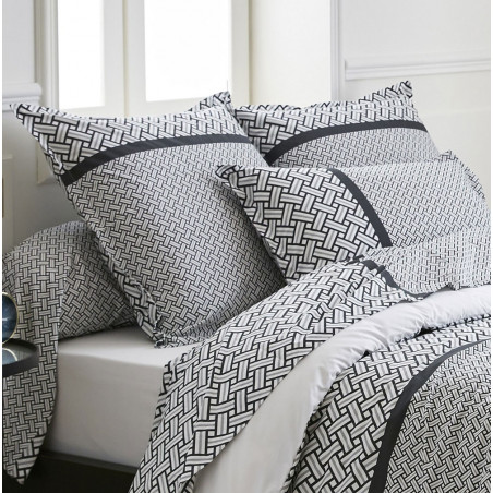 RIVIERA Réglisse Drap plat Percale de coton - Tradilinge