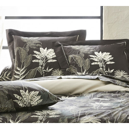 CAYÈNE Ebène Drap plat Satin de coton - Tradilinge