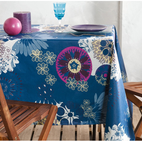 Nappe enduite Mandala  Bleu- Stof