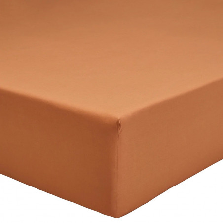 AURORE Sienne Drap housse en 100% coton - Linge Mat