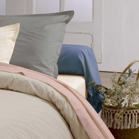 Authentique taie d'oreiller et de traversin unis 100 % coton Bio - Tradilinge