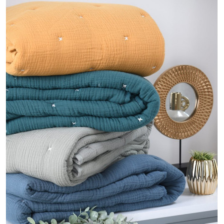 BOLTON Plaid façon Edredon gaze de coton  - Stof