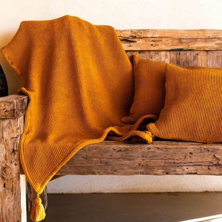 VIVACE Couvre lit et Plaid Nid d'abeille Coton Lavé - 7 coloris  - Vent du sud