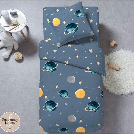 COMÈTE Parure de couette enfant 100 % coton - Linge Mat