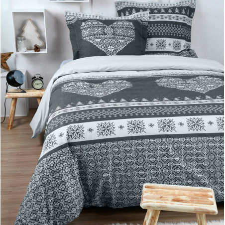 housse de couette style chalet grise