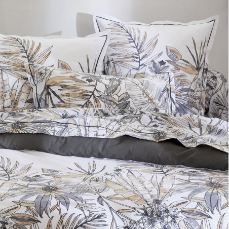 taie d'oreiller et traversin Sumatra Fusain de Tradilinge