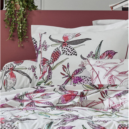 PÉNÉLOPE Rose Taie d'oreiller et de traversin- Tradilinge - Linge Mat