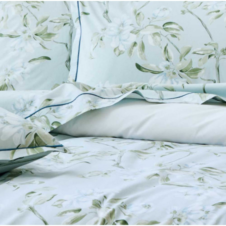 ELÉNA Nil drap plat en Percale de coton peigné. Un tissage fin et serré : 80 fils/cm² 100% coton de Tradilinge.