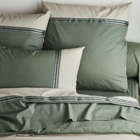 NOA Kaki Taie d'oreiller et de traversin Percale de coton - Tradilinge - Linge Mat