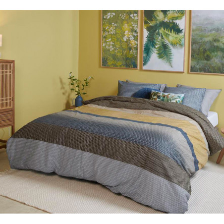 VANCE Blue Green Parure de couette en satin 100 % coton 110 fils /cm² - Bedding House