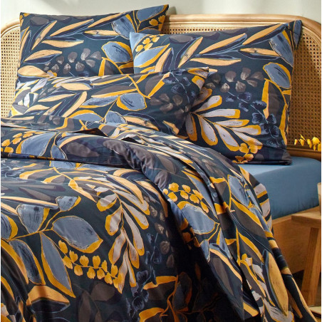 MAE Bleu Parure de drap 100% coton - Linge Mat