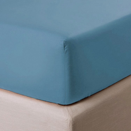 MAE Bleu Drap housse en 100% coton - Linge Mat