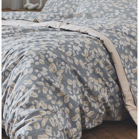 LISON Gris Housse de couette Percale de coton - Tradilinge