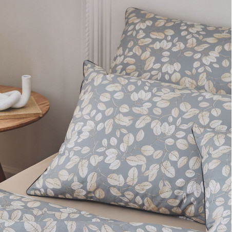 LISON Gris - Taie d'oreiller et de traversin Percale de coton - Tradilinge