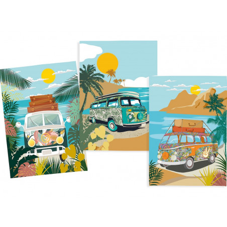 VAN LIFE lot de 3 torchons imprimés assortis 100% coton de Stof