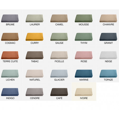 SONATE drap plat uni 100 % lin lavé - Vent du Sud