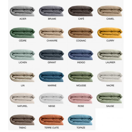 PALACE Housse de couette Unie 100 % coton lavé - Vent du Sud