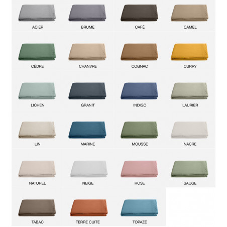 PALACE Drap plat 100 % coton lavé - Vent du Sud