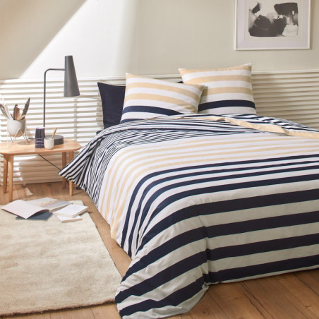 WAVYA Marine Parure de couette 100% coton 51 fils - Linge Mat