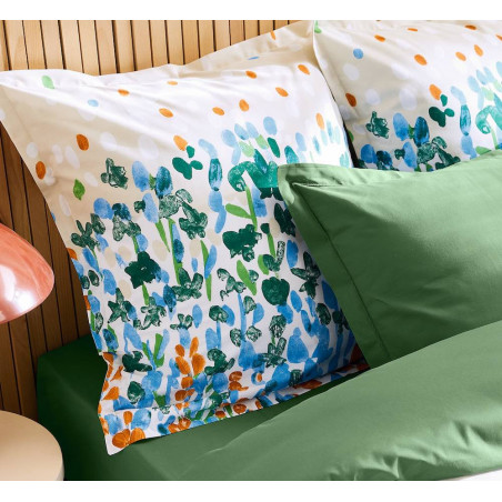 Evasion Vert - Taie d'oreiller et de traversin- Tradilinge - Linge Mat