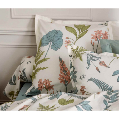 FÉERIE SAUGE Taie d'oreiller et de traversin Percale de coton - Tradilinge - Linge Mat
