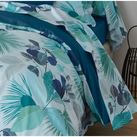 Mooréa Cobalt Drap plat Percale de coton - Tradilinge