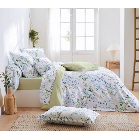 Angèle tilleul Parure de lit Satin de coton - Tradilinge