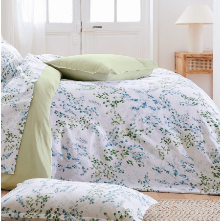 Angèle Tilleul Housse de couette Satin de coton - Tradilinge