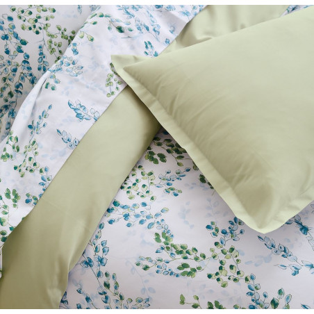 Angèle Tilleul Drap plat Satin de coton - Tradilinge