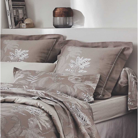 Cayenne Ficelle Taie d'oreiller et de Traversin Satin de coton - Tradilinge