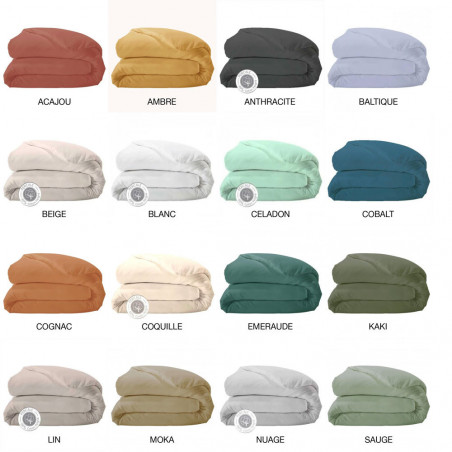 Housse de couette en PERCALE unie de Tradilinge